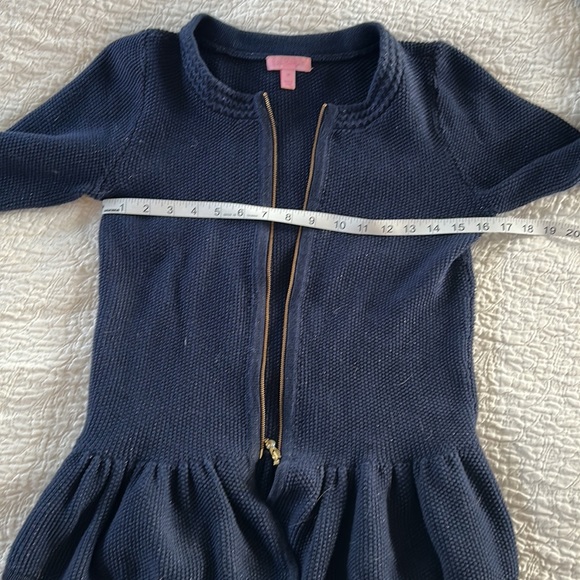 Lilly Pulitzer Karla Navy Metallic Shimmer Peplum Zip Cardigan medium M Blue - Picture 3 of 4